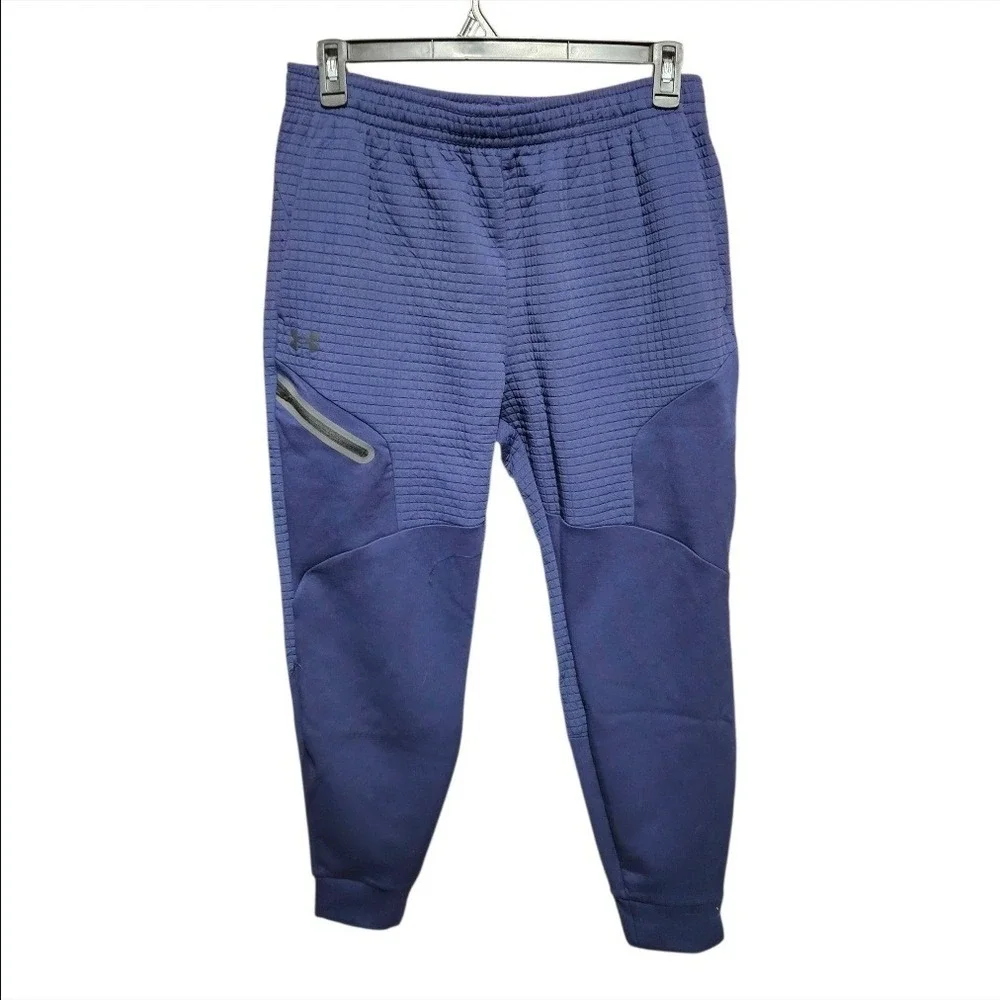 Under Armour Mens‎ Unstoppable Fleece Grid Jogger Pants Navy Blue Size Large New